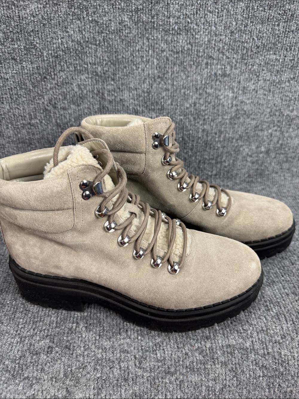 Marc Fisher Taupe Suede Lace-Up Hiking Boot